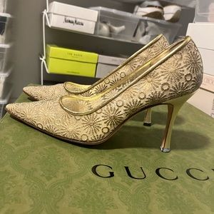 Gold mesh floral Manolo Blahnik size 38 1/2. A favorite. now $95